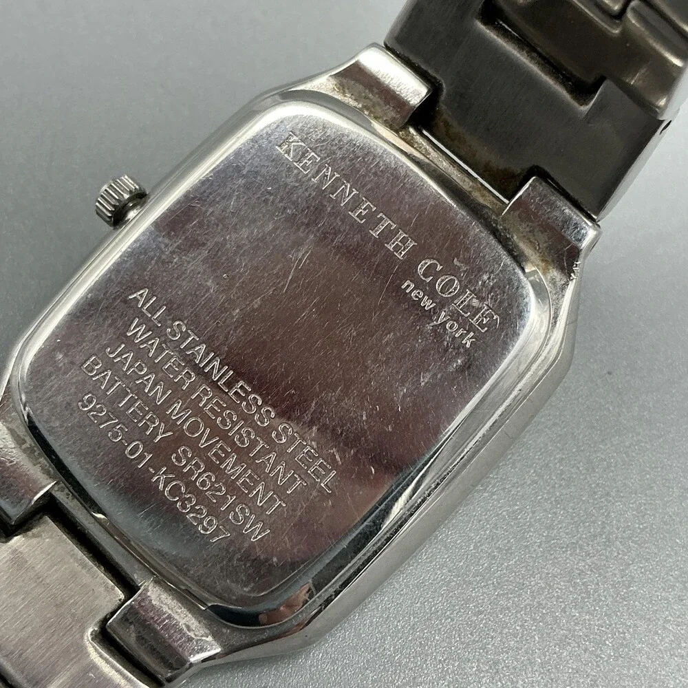 Kenneth Cole Mens Watch 30mm Silver Tone Stainless Date KC3297 New Battery 7.25